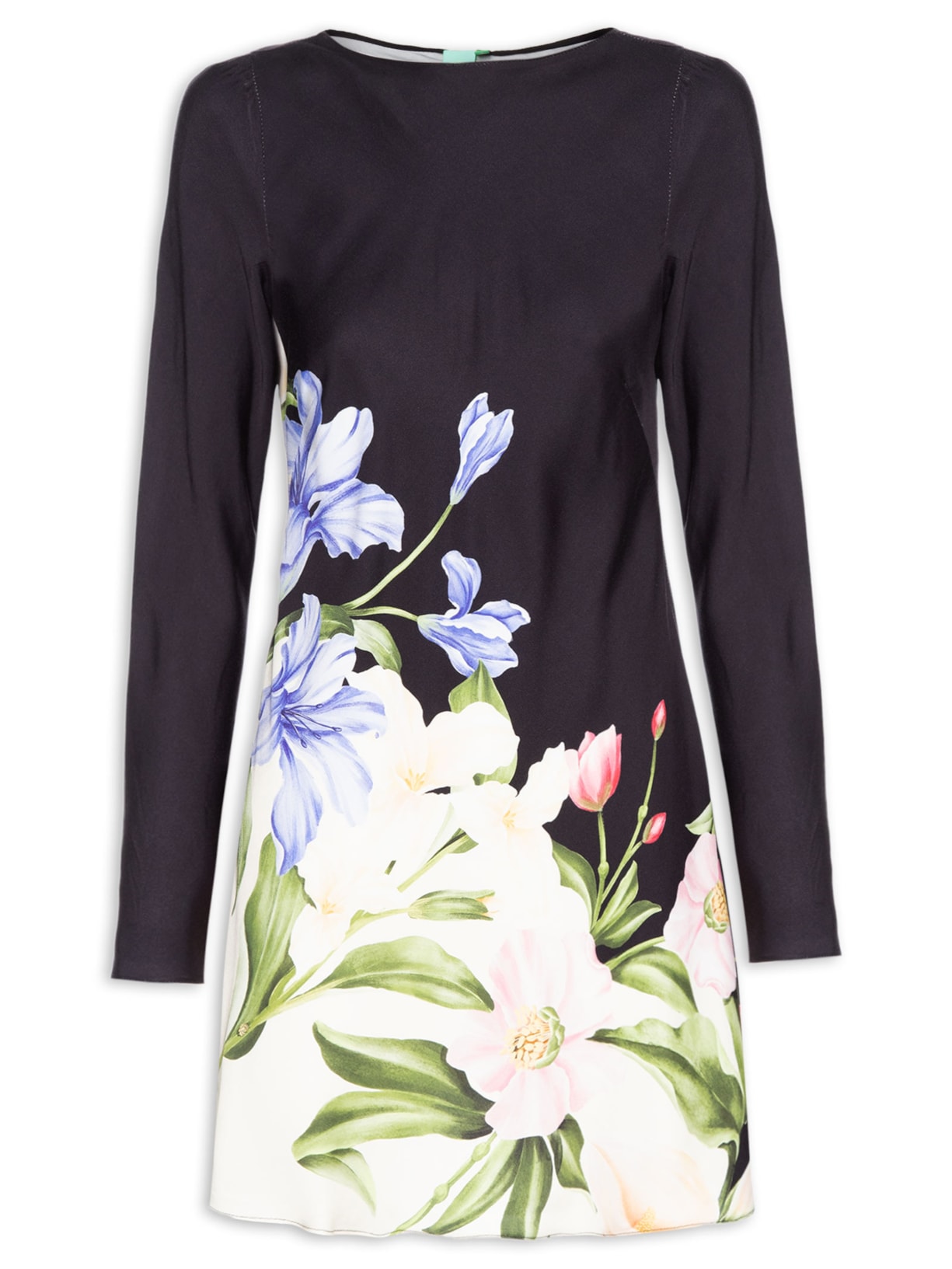 Vestido Curto Céu de Flor Preto Farm