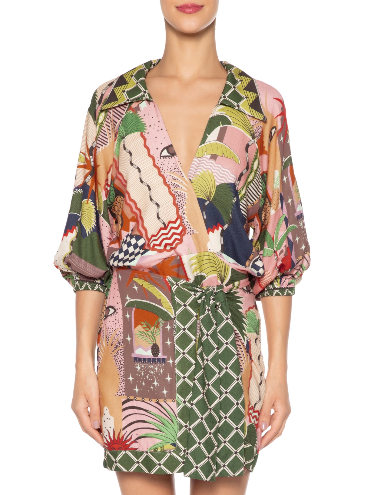 Vestido Curto Cidade Mística Rosa Farm