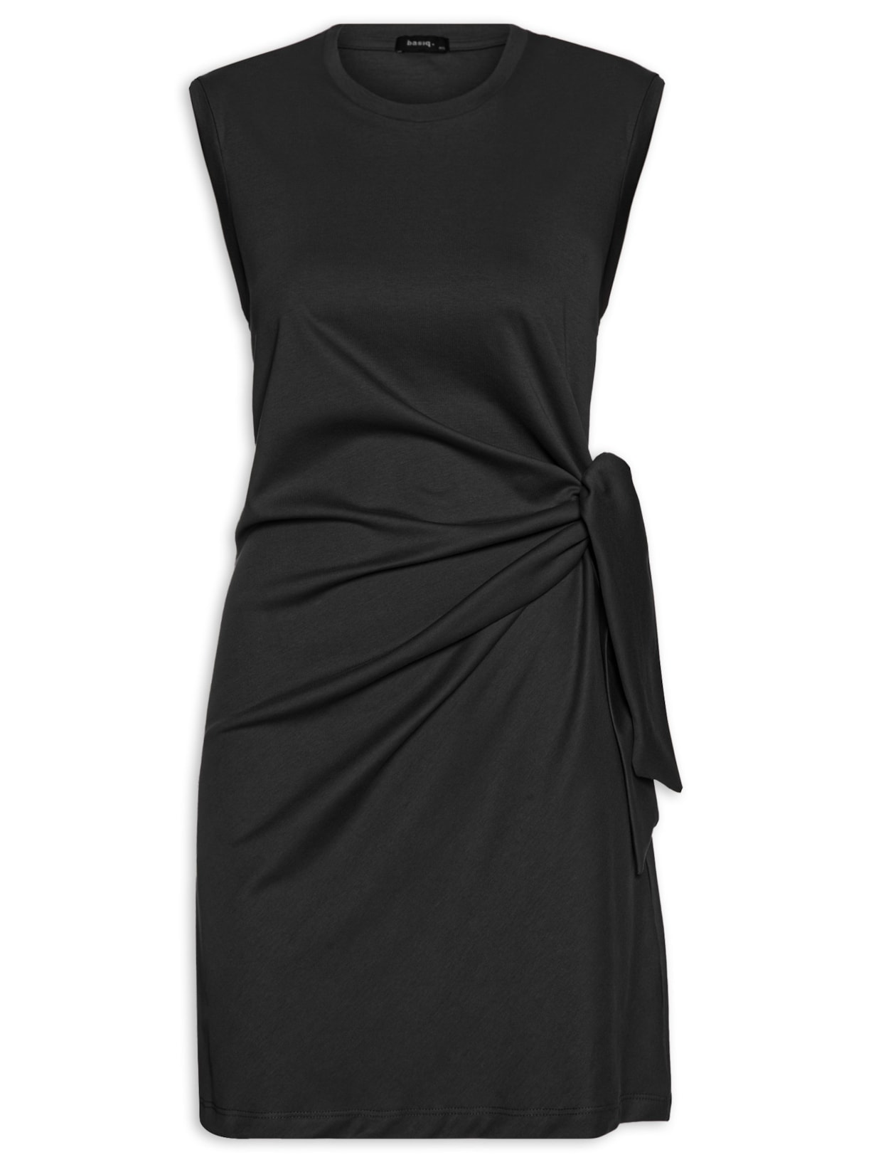Vestido Curto Com Amarração Lateral - Preto