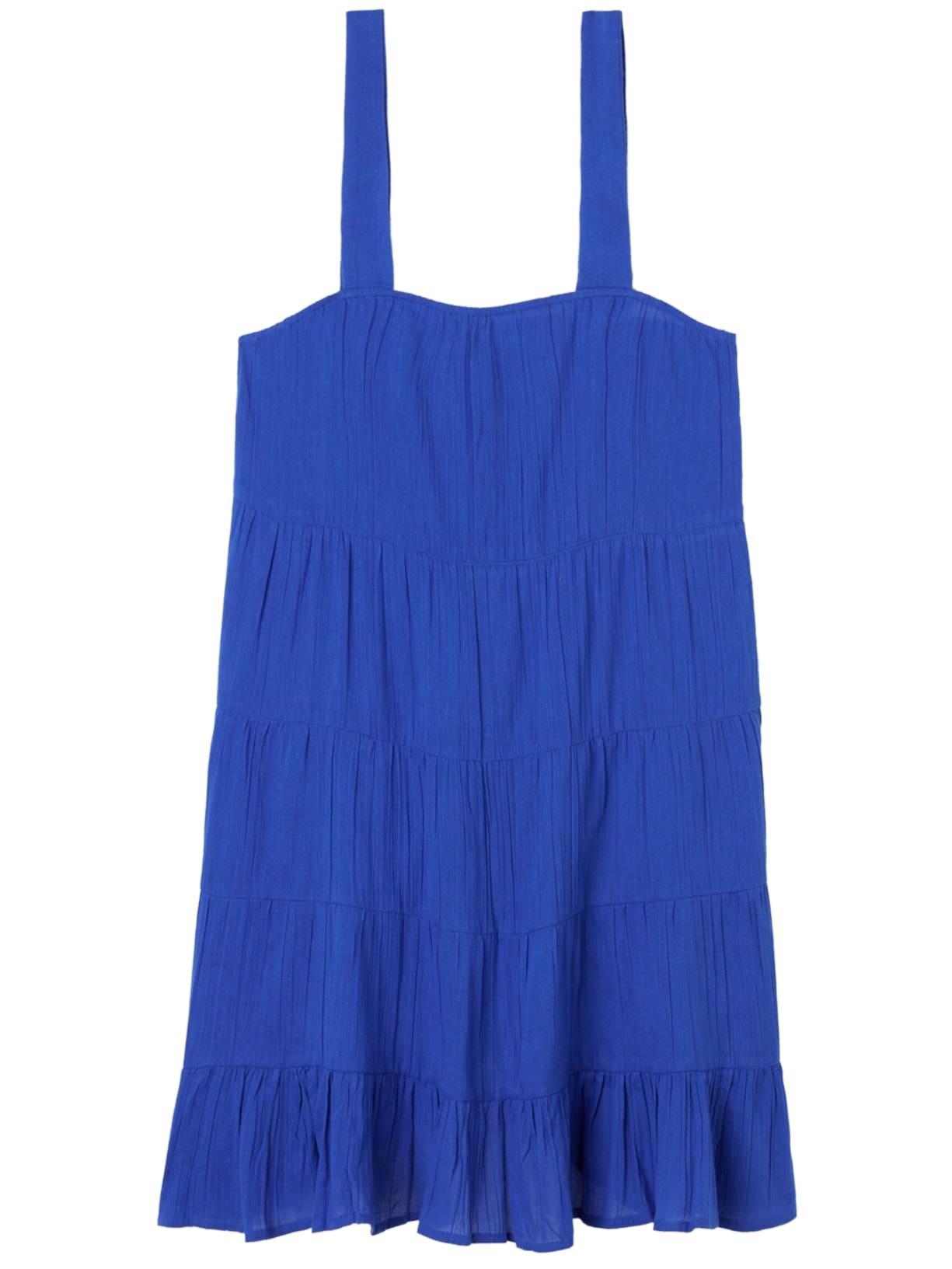 Vestido Curto Com Babados - Azul