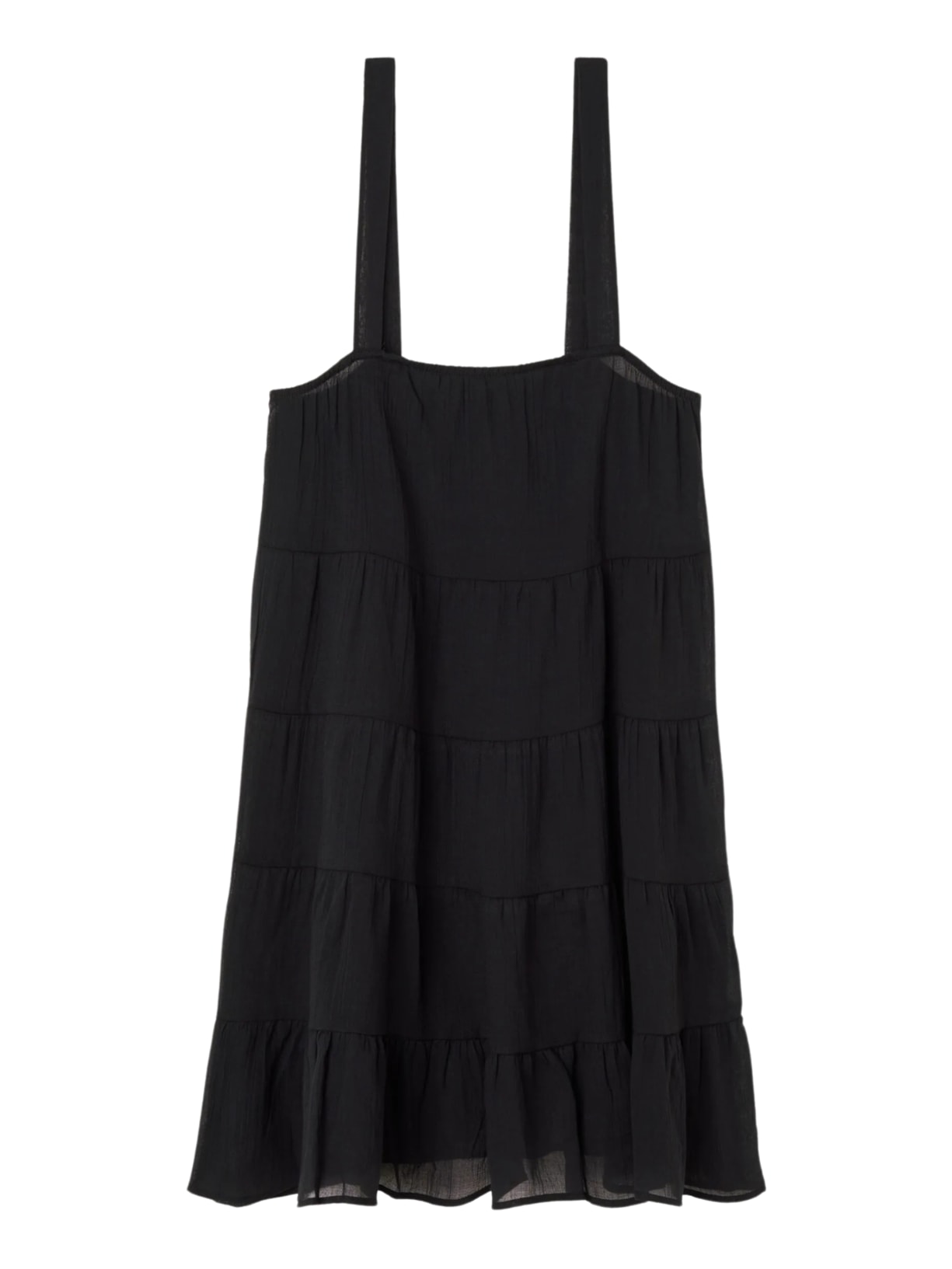 Vestido Curto Com Babados - Preto