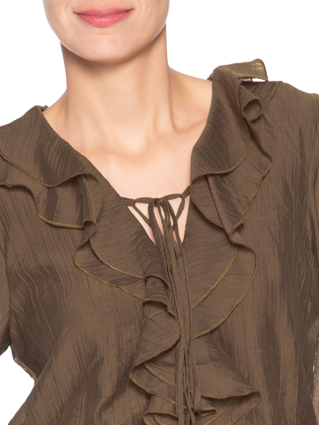 Vestido Curto com Babados – Marrom Market 33