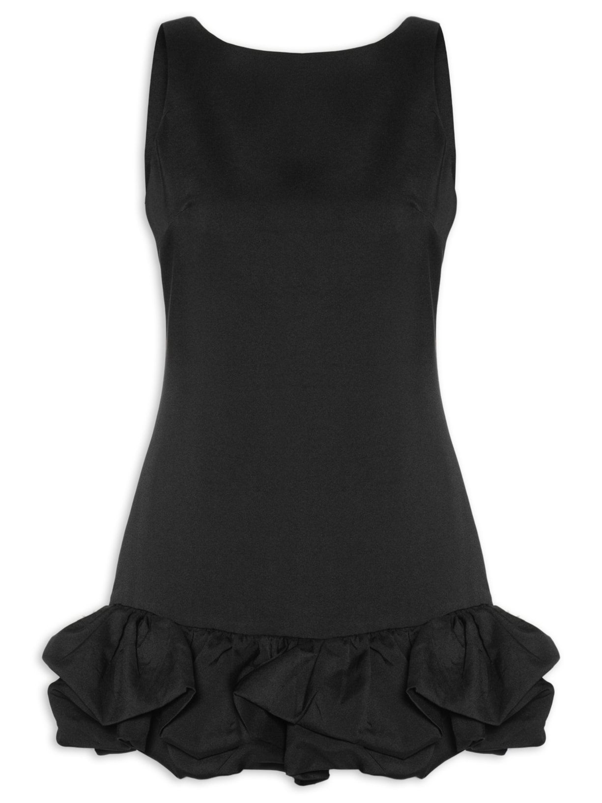 Vestido Curto Com Barra Balonê - Preto