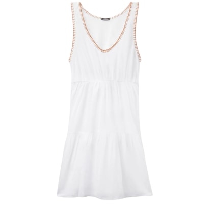 Vestido Curto Com Bordados - Branco