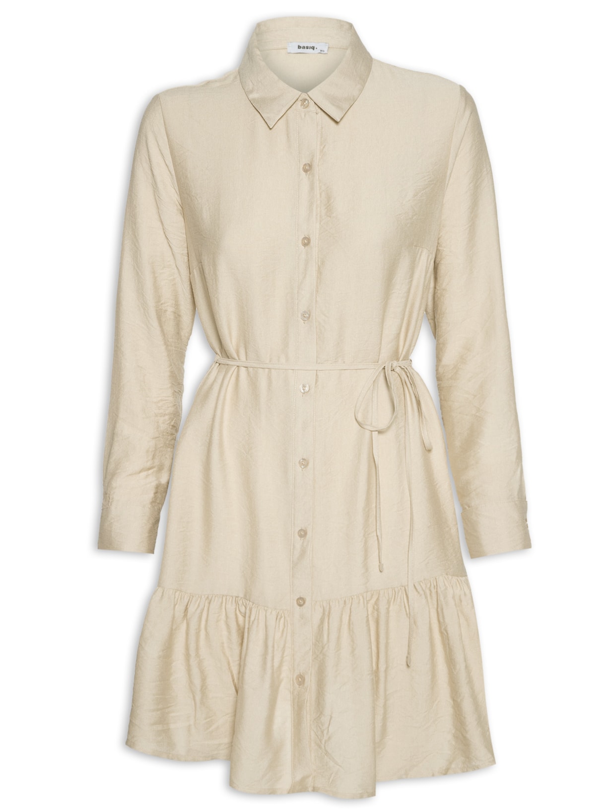 Vestido Curto Com Botões Frontais - Bege