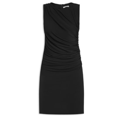 Vestido Curto Com Drapeado Lateral - Preto