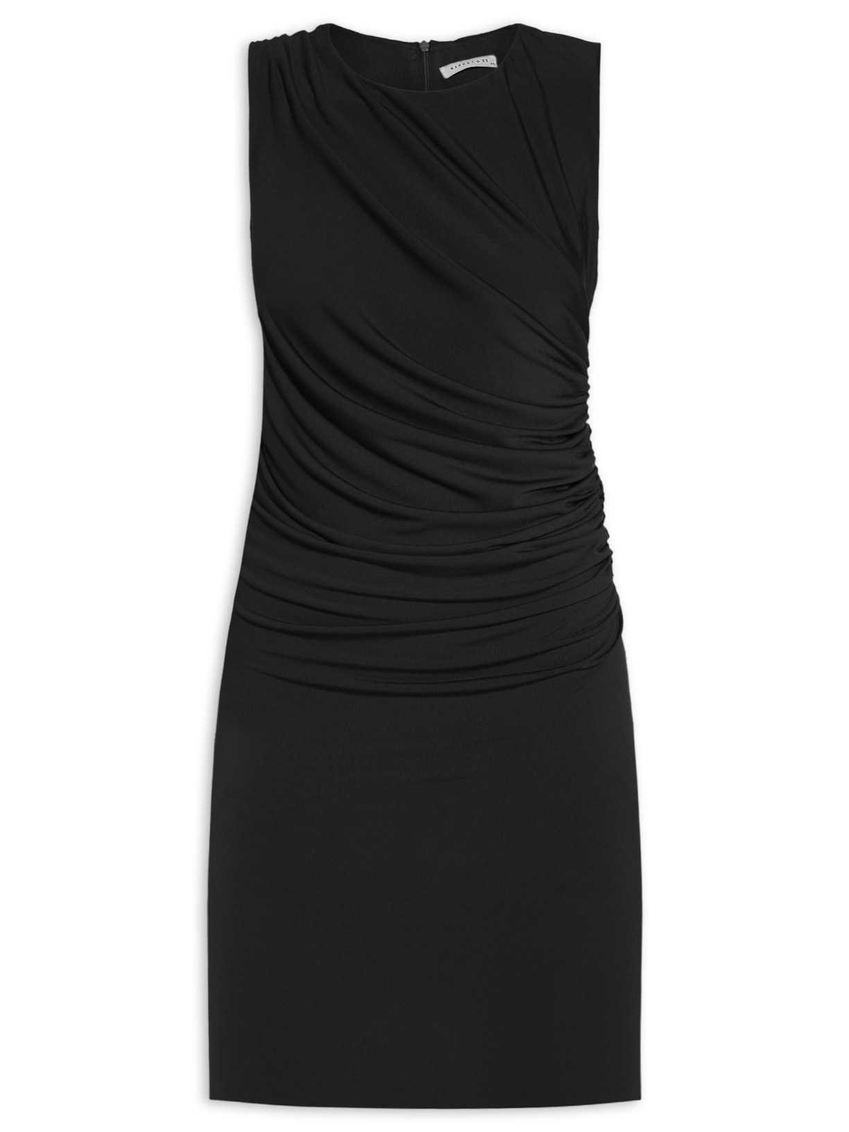 Vestido Curto Com Drapeado Lateral - Preto