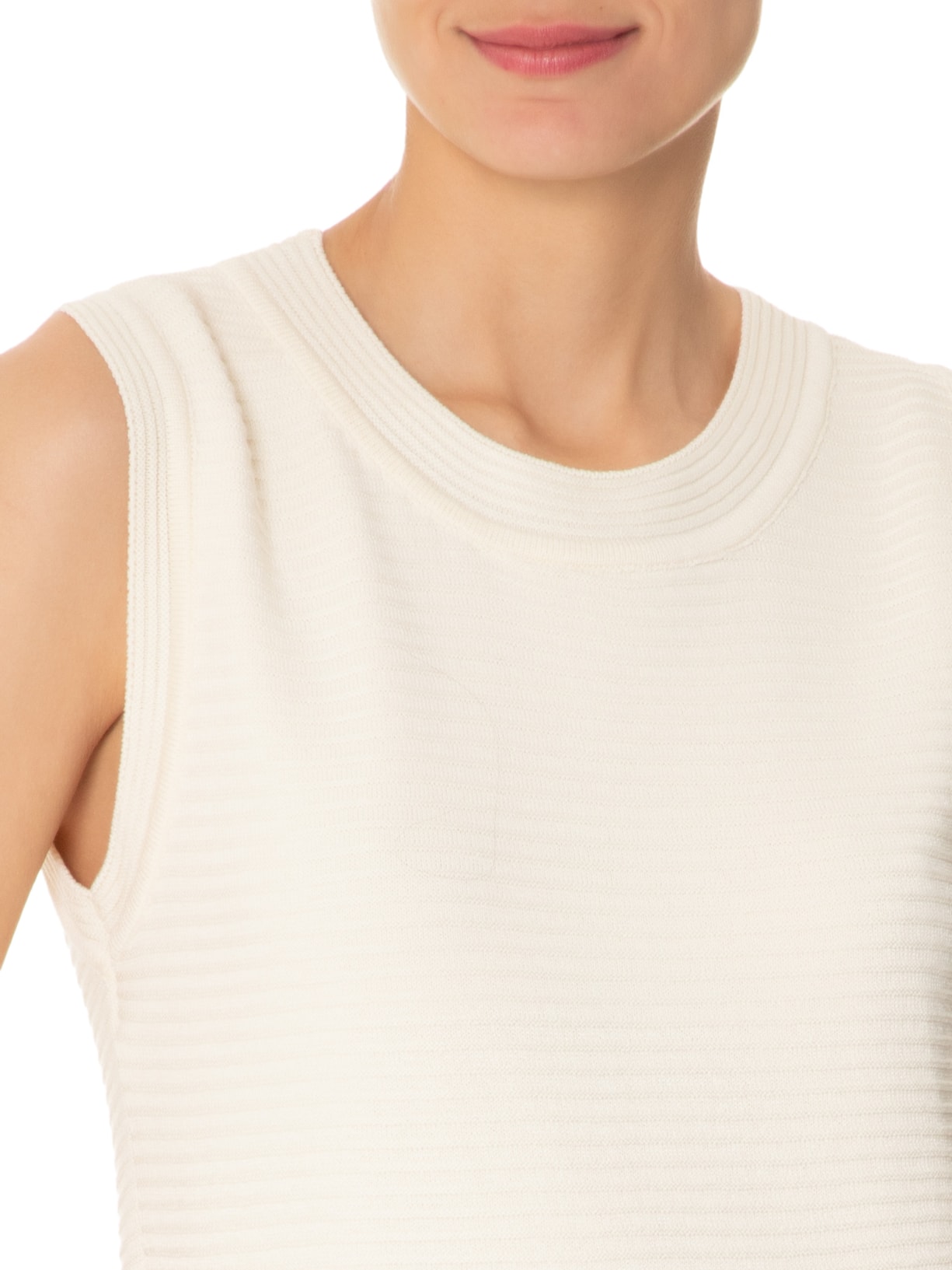 Vestido Curto Com Franjas Em Tricot Off White '2Essential