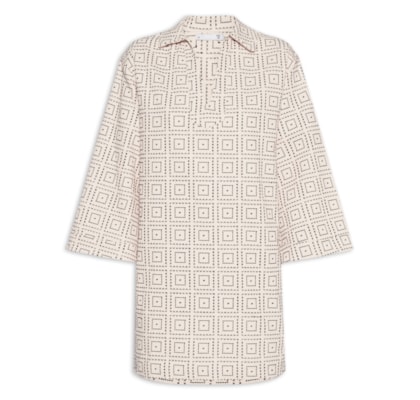 Vestido Curto Com Gola Polo - Off White