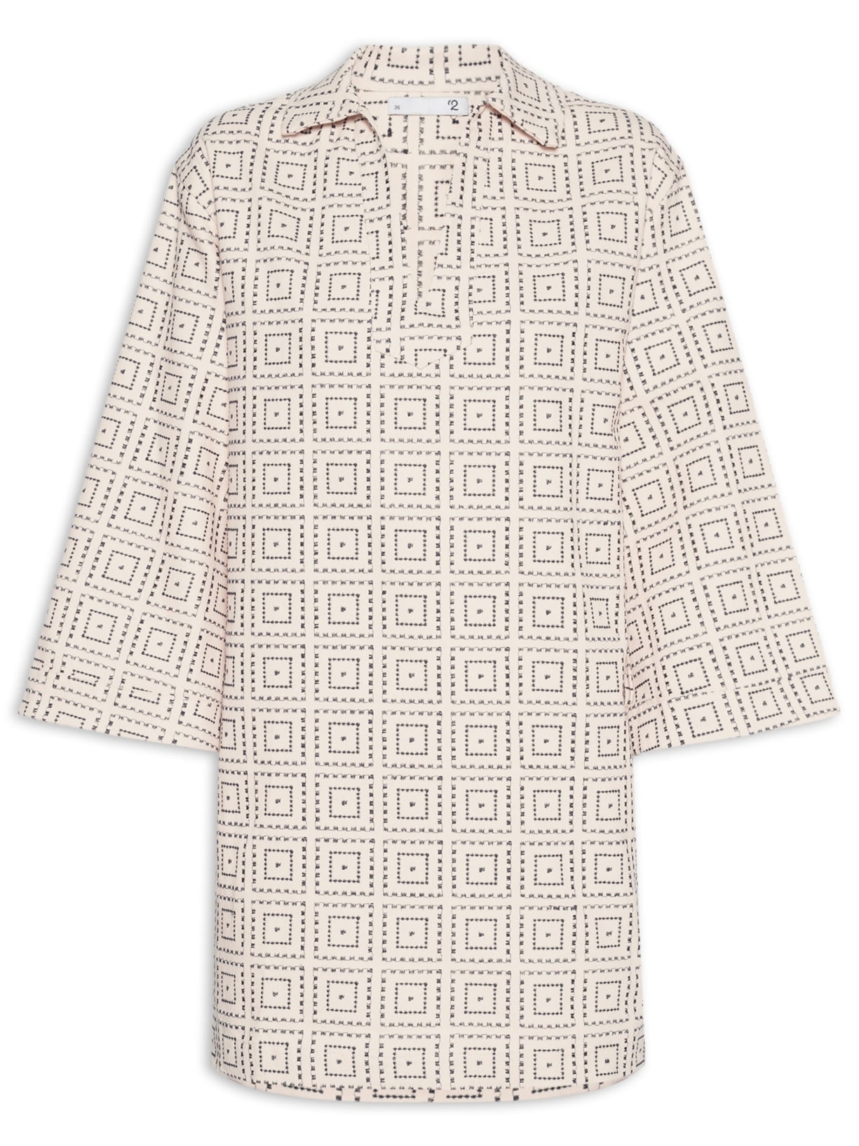 Vestido Curto Com Gola Polo - Off White