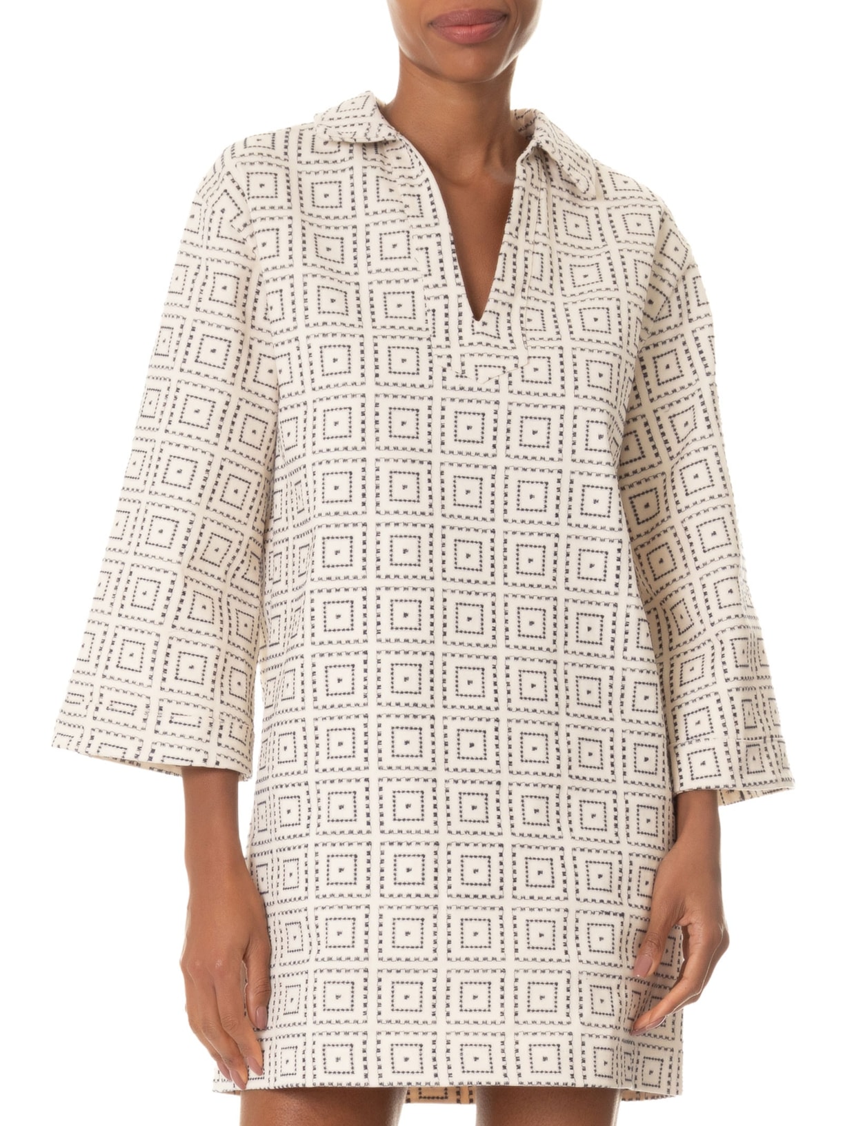 Vestido Curto Com Gola Polo Off White '2Essential