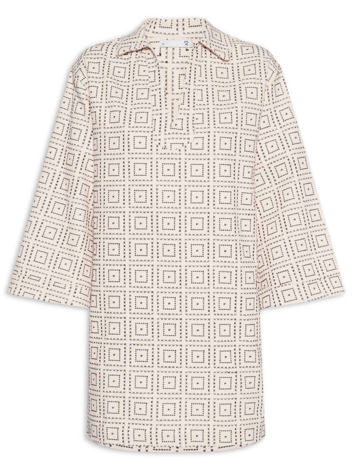 Vestido Curto Com Gola Polo - Off White