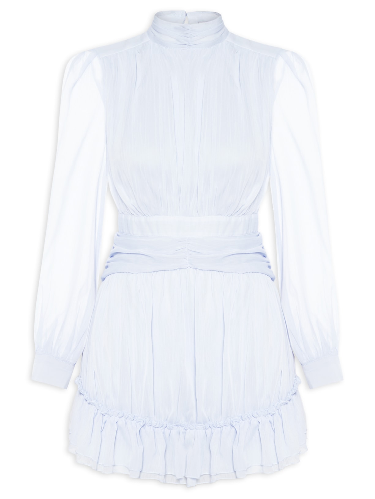 Vestido Curto Com Manga Longa Azul Market 33