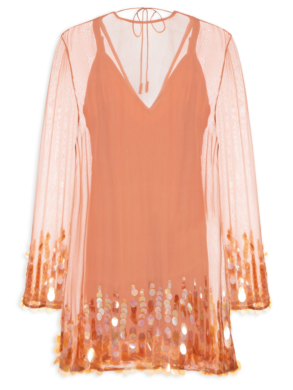 Vestido Curto Com Mangas Aqua Paetê - Rosa