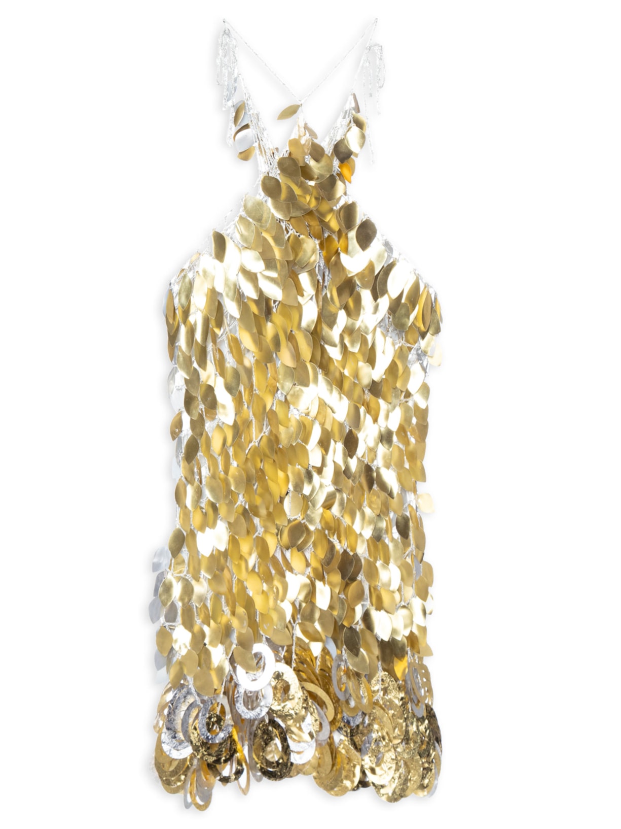 Vestido Curto Com Paetês Artesanais Sustentáveis - Dourado