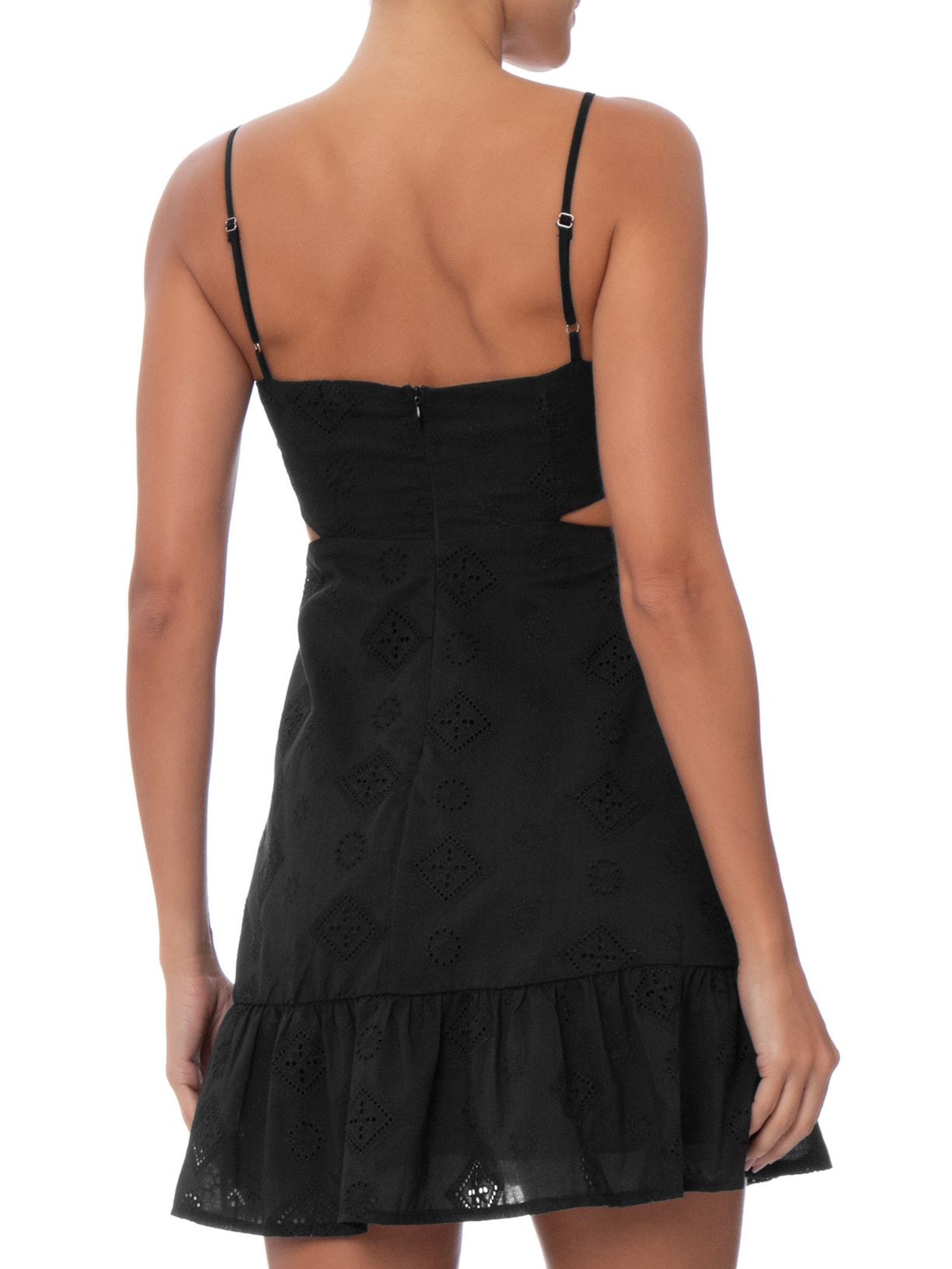 Vestido Curto Com Recortes Laterais Preto Market 33