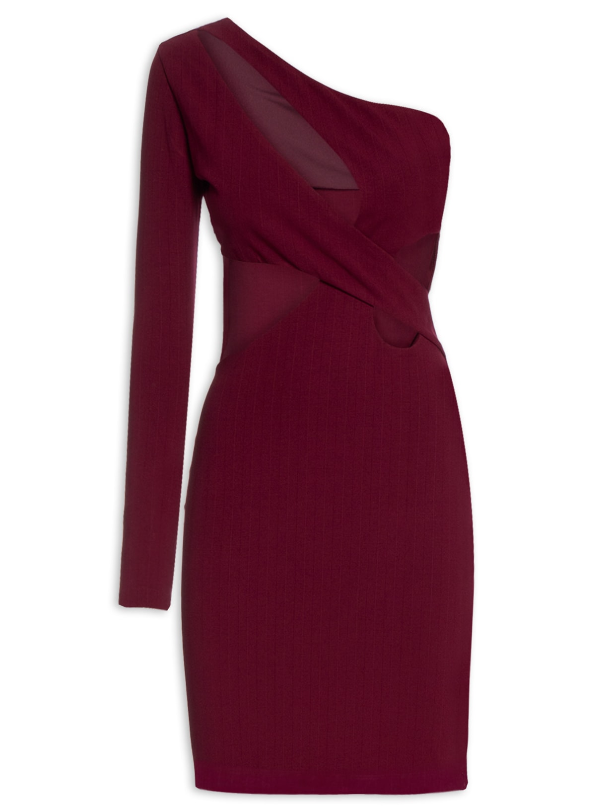 Vestido Curto Com Recortes - Vinho