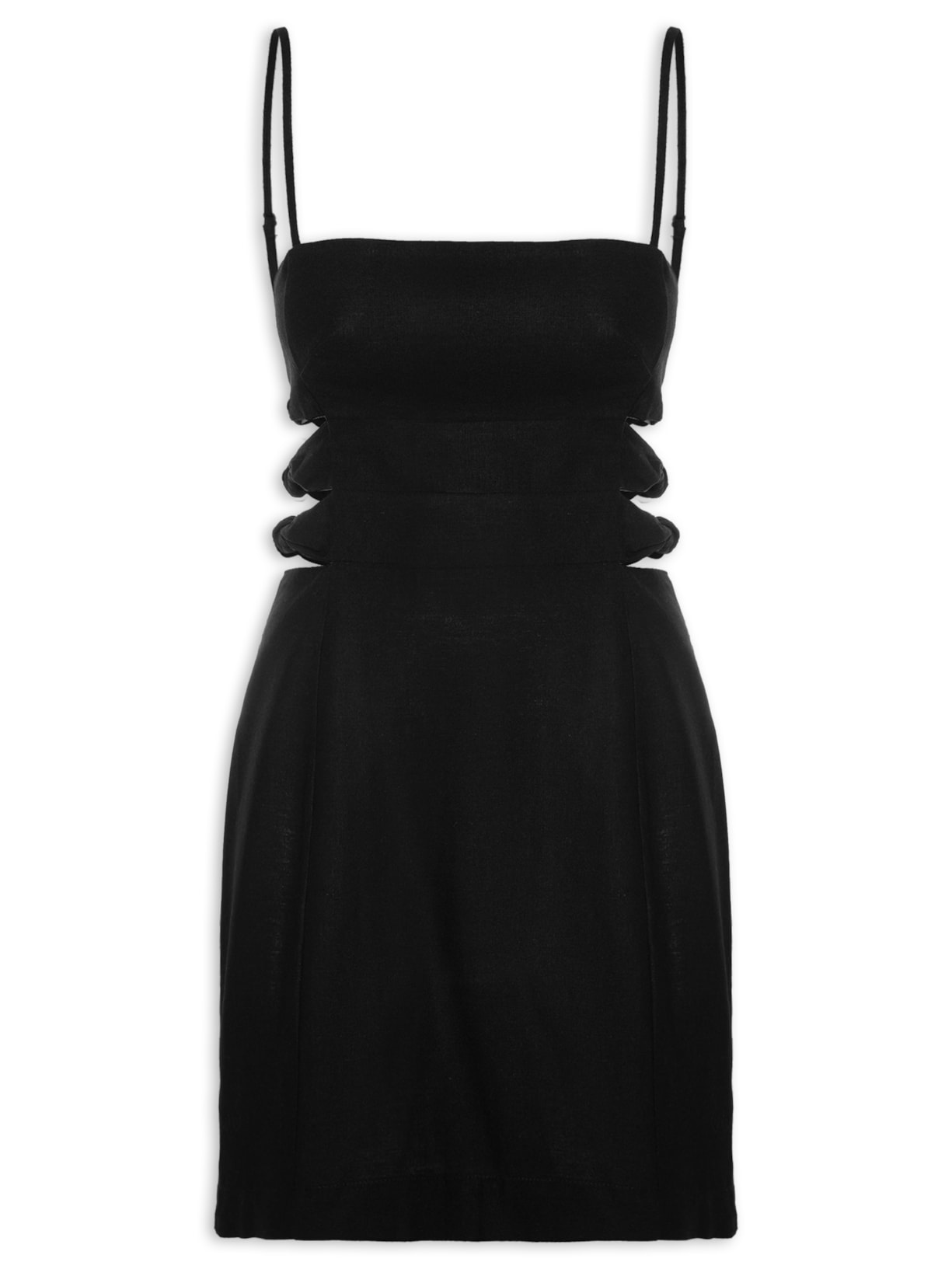 Vestido Curto com Recortes – Preto