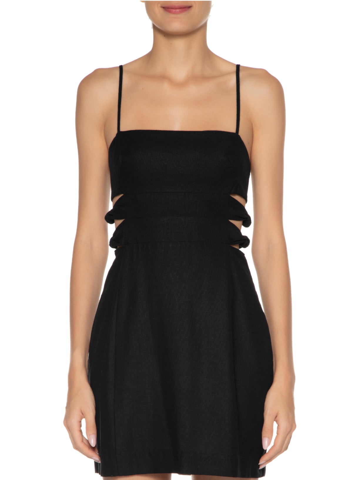 Vestido Curto com Recortes – Preto Farm