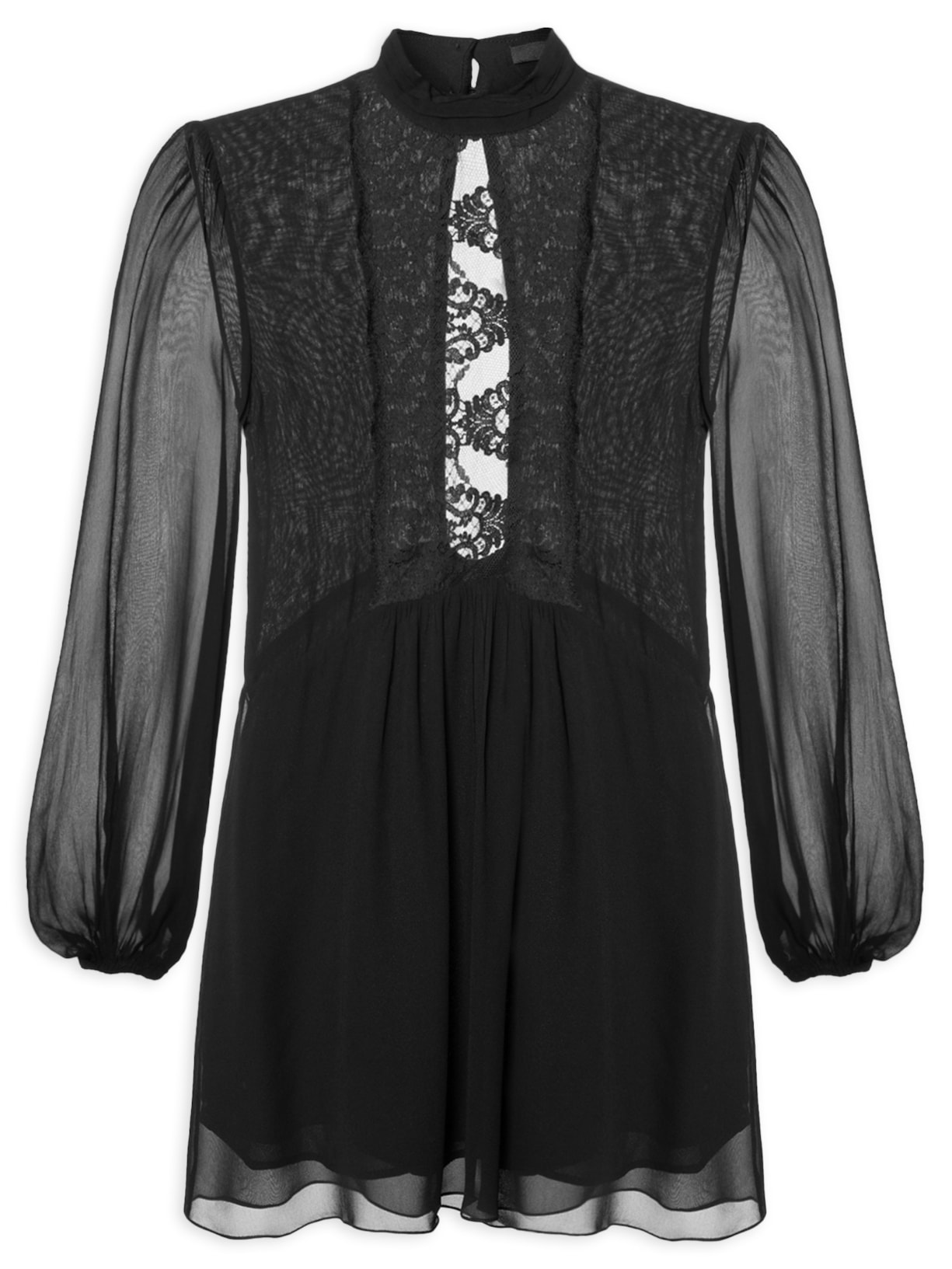 Vestido Curto Com Renda Preto Animale