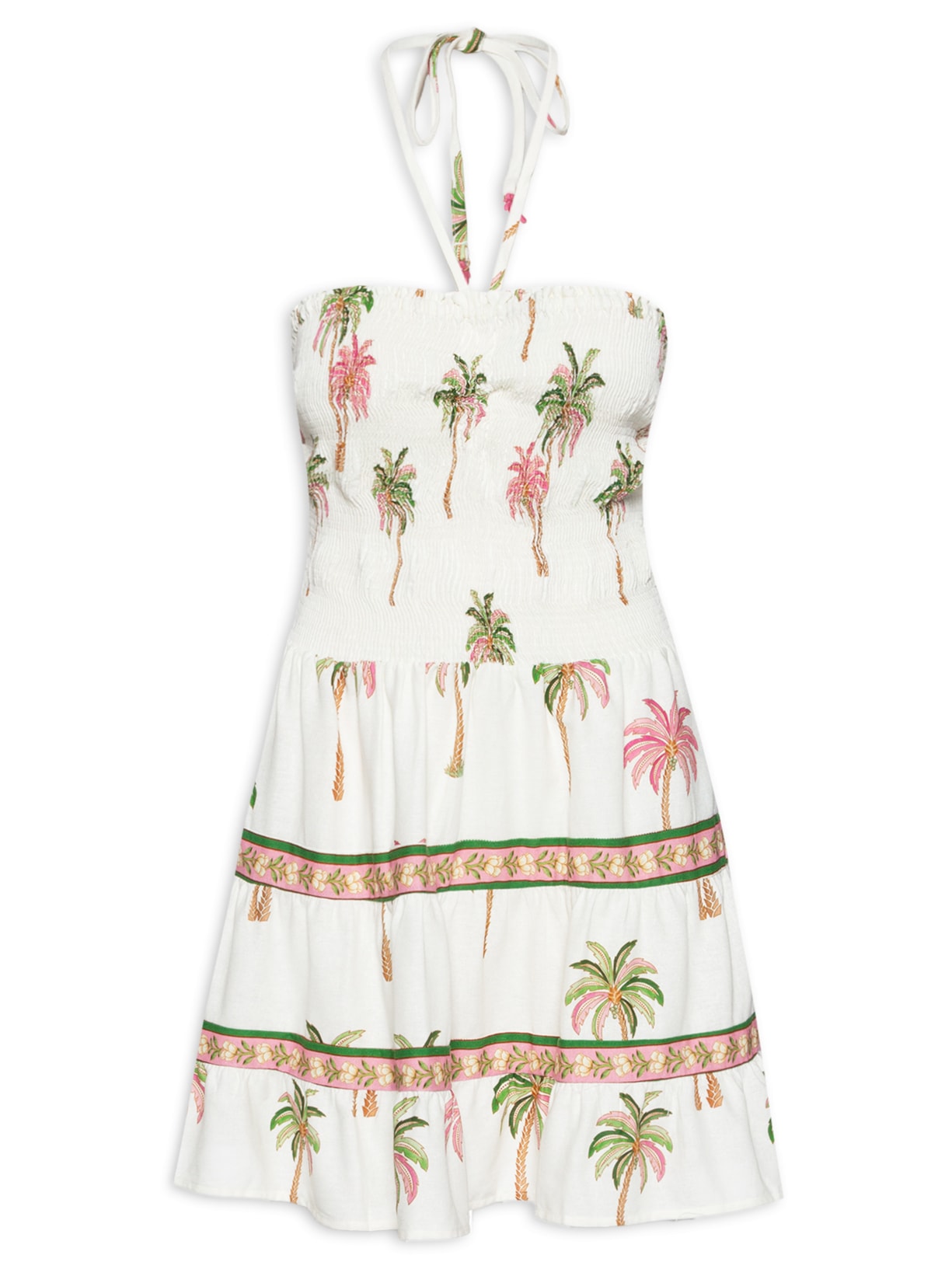 Vestido Curto Coqueirinhos De Verão - Branco