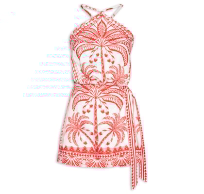 Vestido Curto Coqueiro Flor - Vermelho