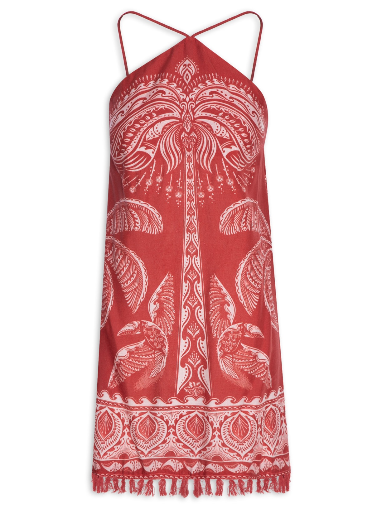 Vestido Curto Coqueiro Majestoso - Vermelho