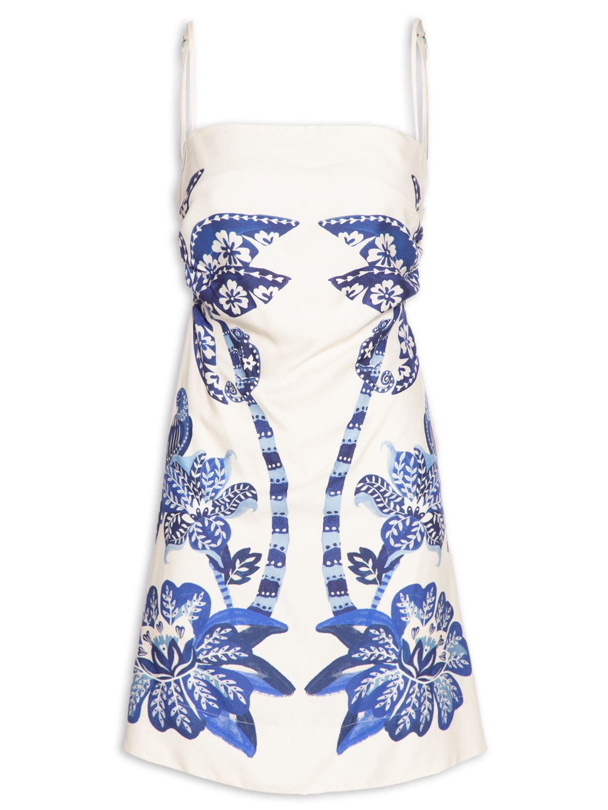 Vestido Curto Coqueiro Tropical Branco Farm