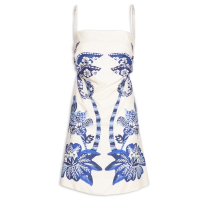 Vestido Curto Coqueiro Tropical - Branco