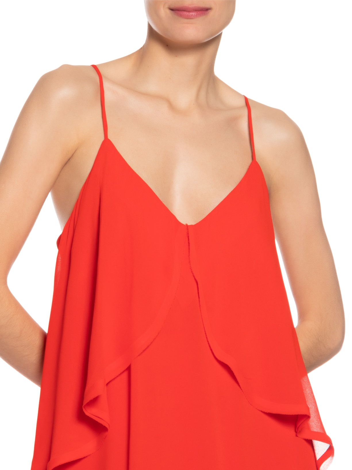 Vestido Curto Crepe Georgette Vermelho Maria Filó