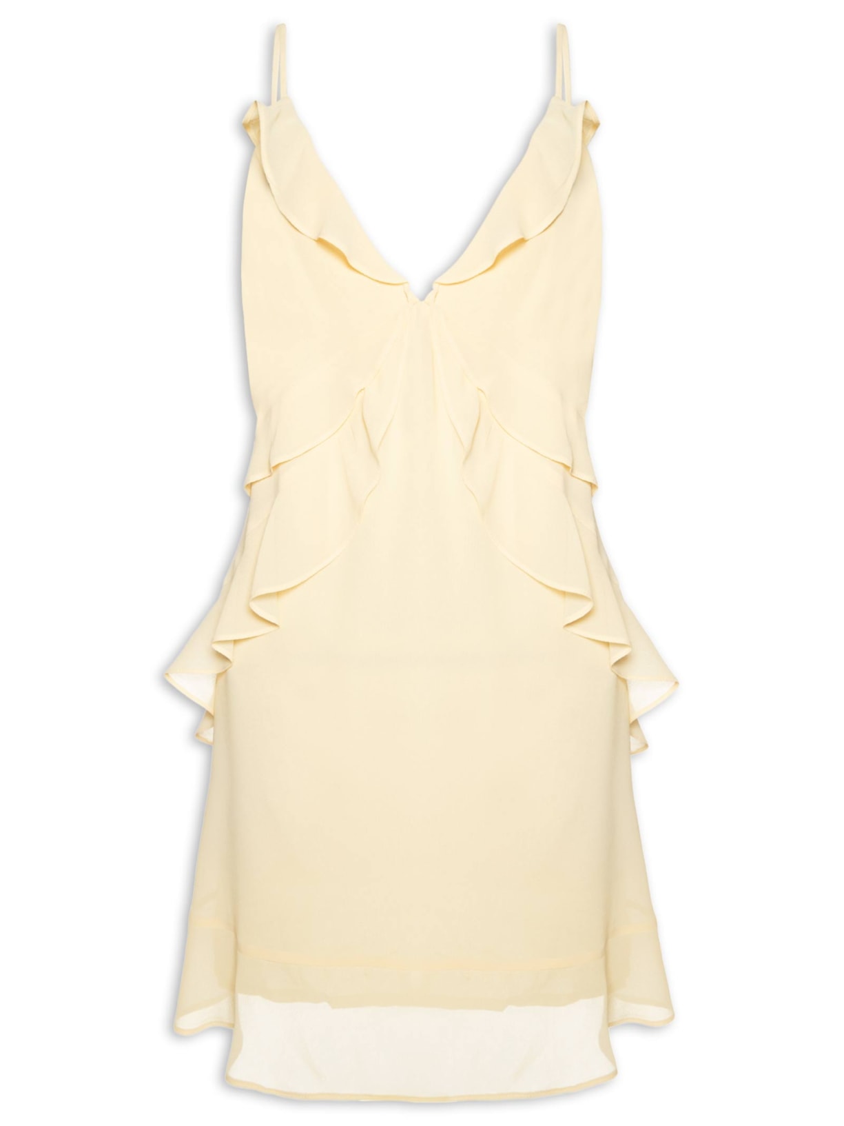Vestido Curto Crepe Recorte Deslocado - Amarelo