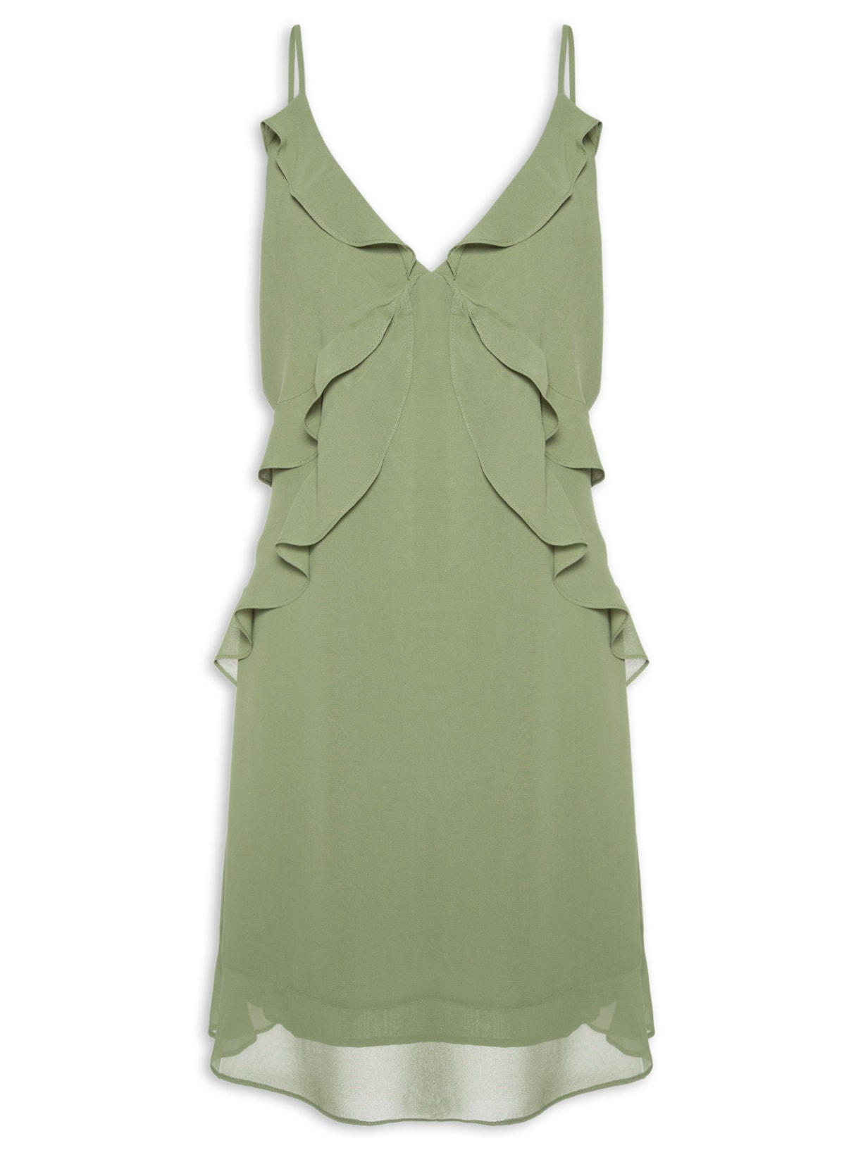 Vestido Curto Crepe Recorte Deslocado - Verde