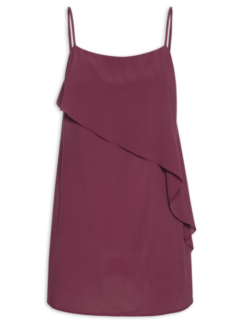 Vestido Curto Crepe Sobreposição - Marrom