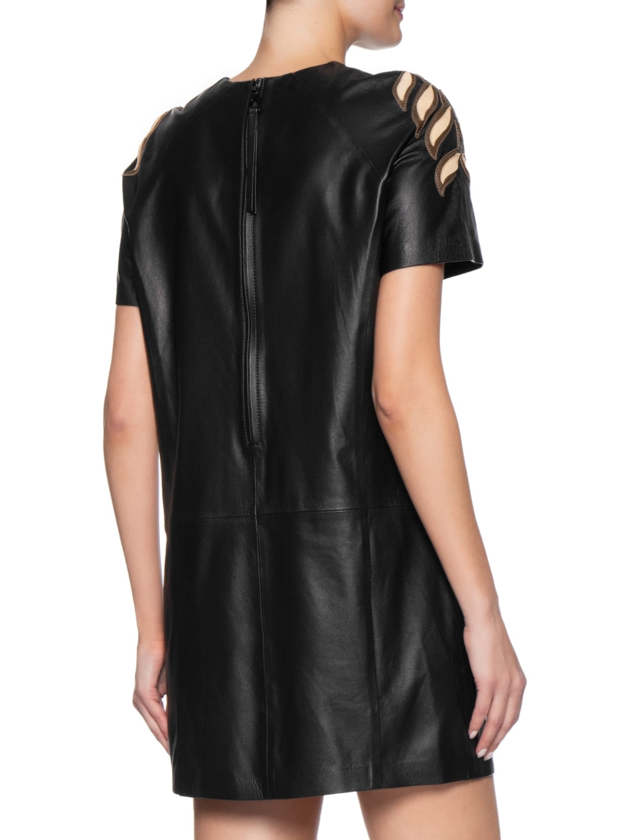 Vestido Curto de Couro Flor – Preto Animale