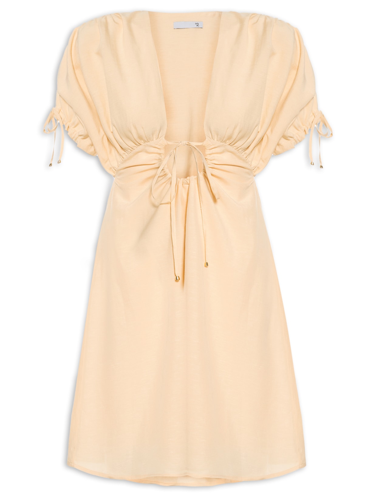 Vestido Curto De Linho - Bege