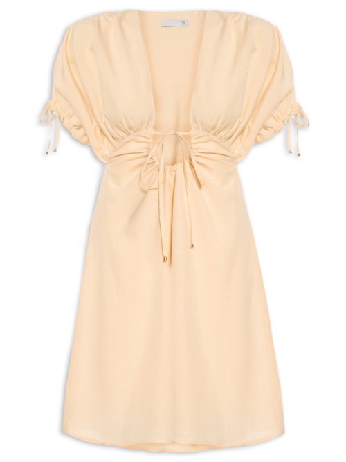 Vestido Curto De Linho - Bege