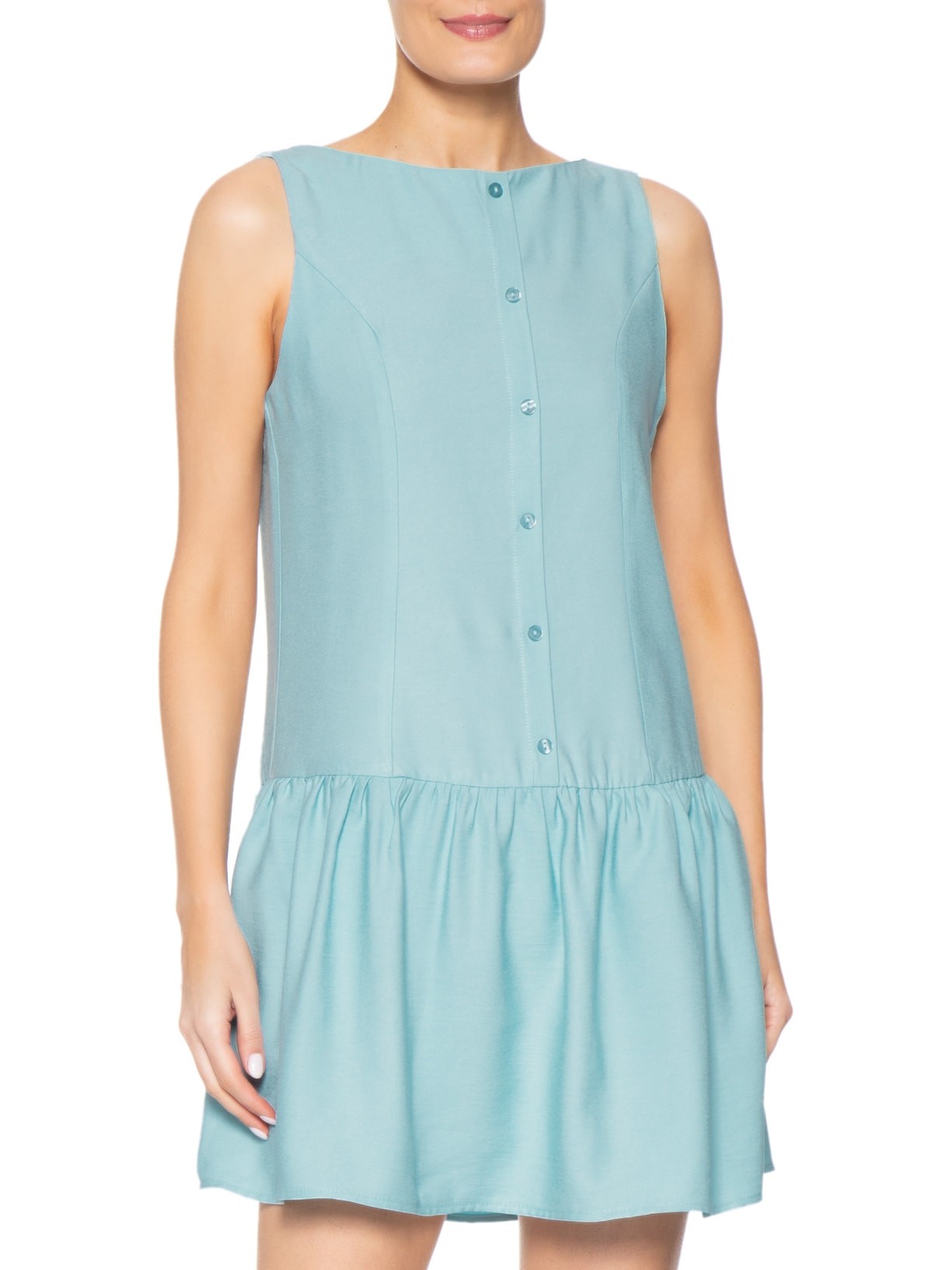 Vestido Curto Decote Canoa Azul Basiq