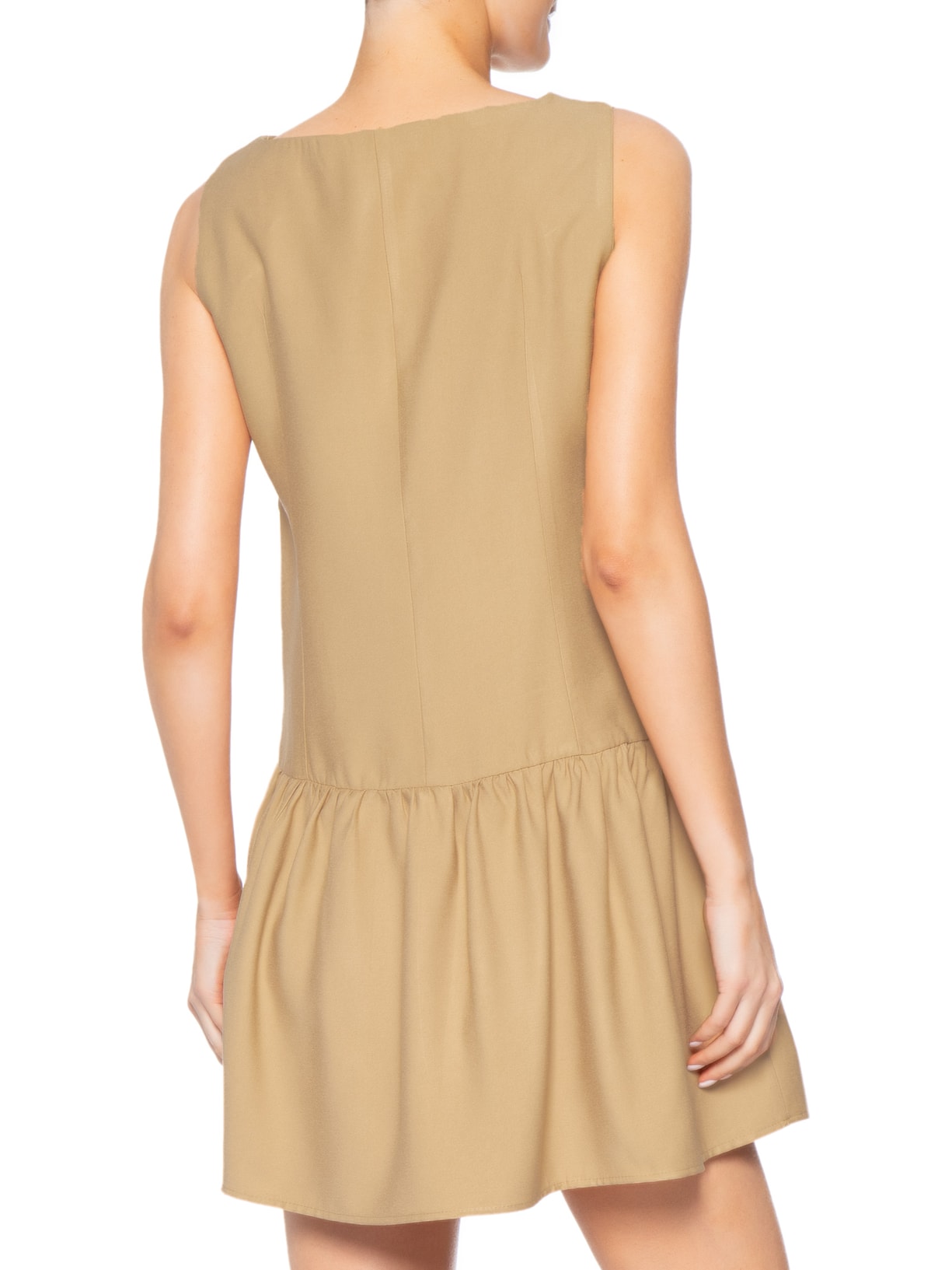Vestido Curto Decote Canoa Bege Basiq