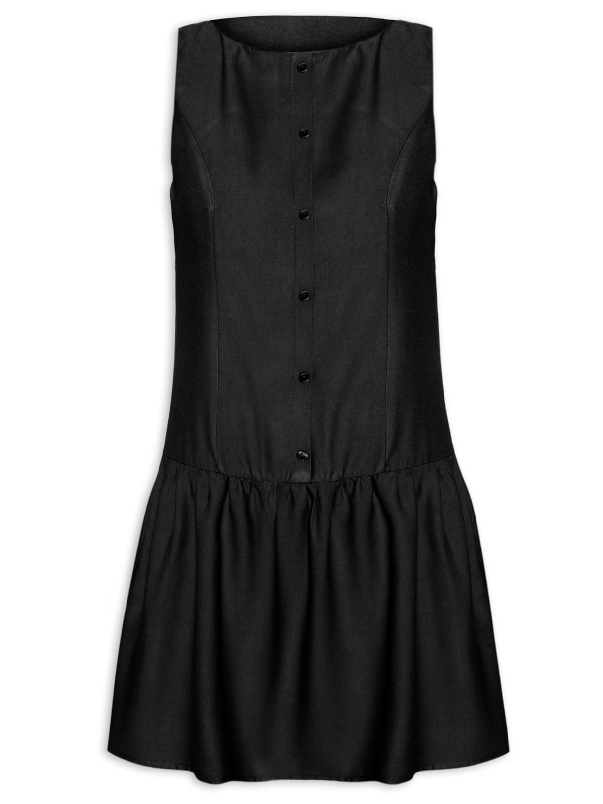 Vestido Curto Decote Canoa Preto Basiq