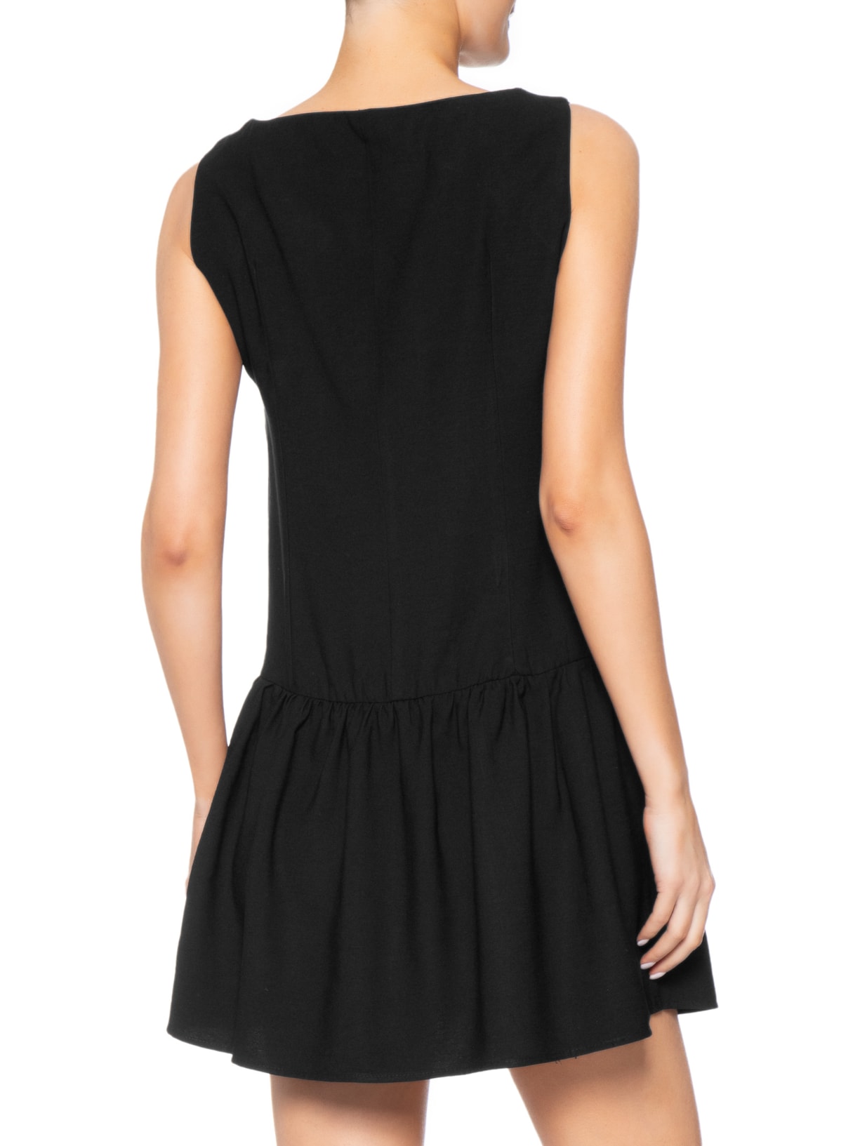 Vestido Curto Decote Canoa Preto Basiq