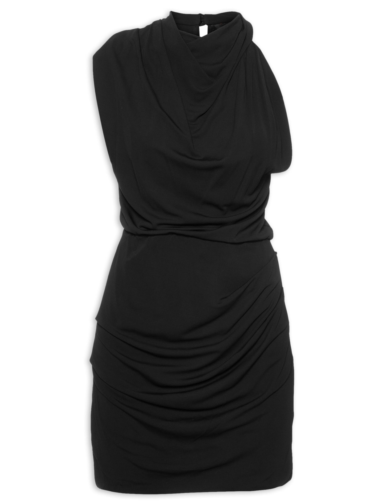 Vestido Curto Decote Lenço - Preto