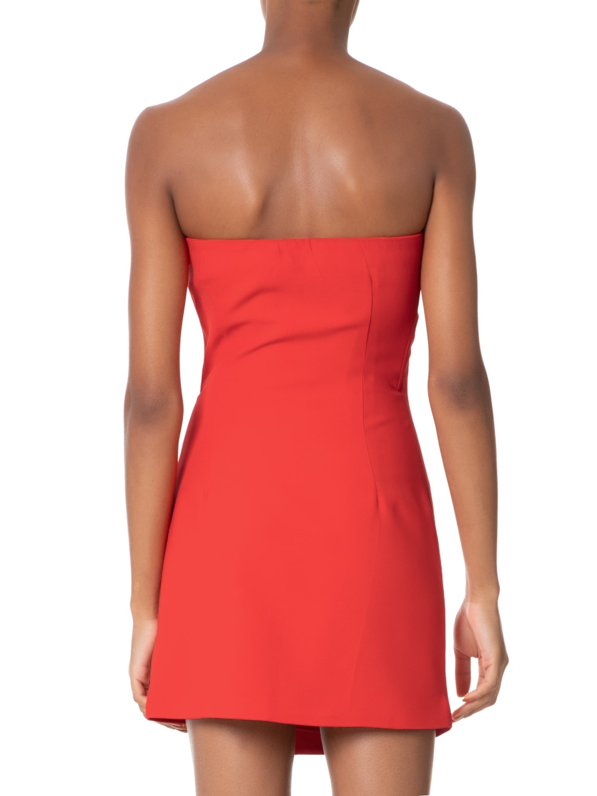 Vestido Curto Decote Reto Em Crepe Transpasse Vermelho  '2Essential