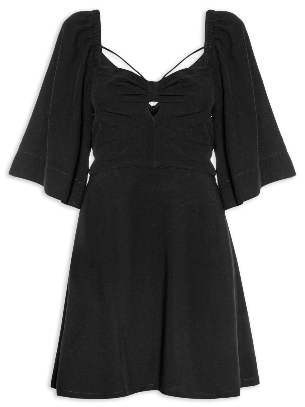 Vestido Curto Decote Vazado - Preto