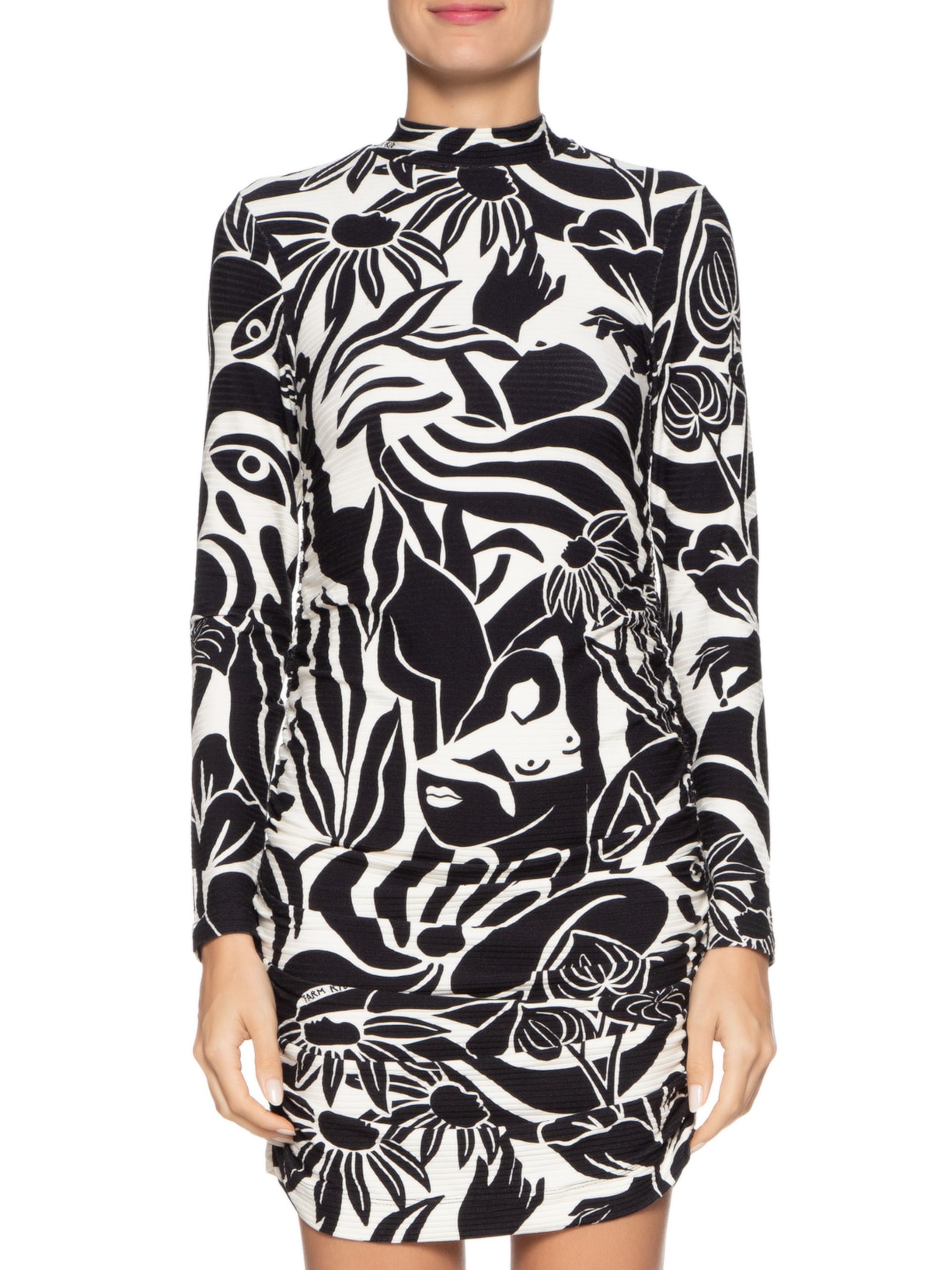 Vestido Curto Delicadeza Surreal Preto Farm