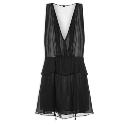 Vestido Curto Detalhe Amarração Frente - Preto