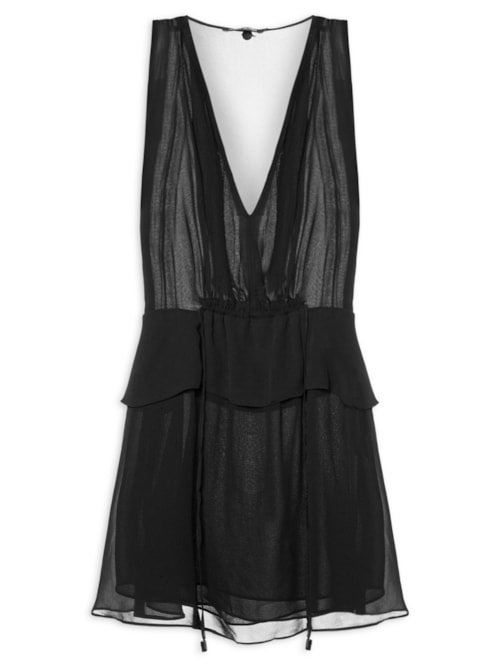 Vestido Curto Detalhe Amarração Frente - Preto