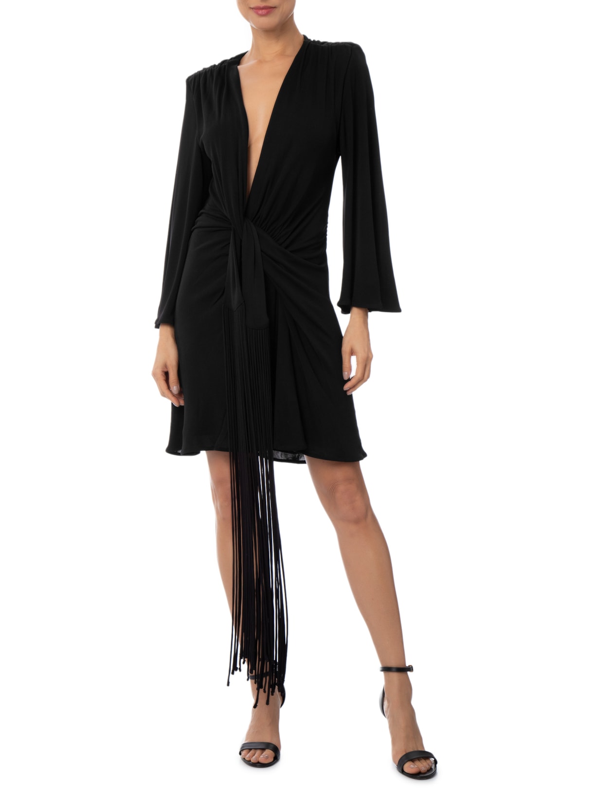 Vestido Curto Detalhe Amarração Preto Bo