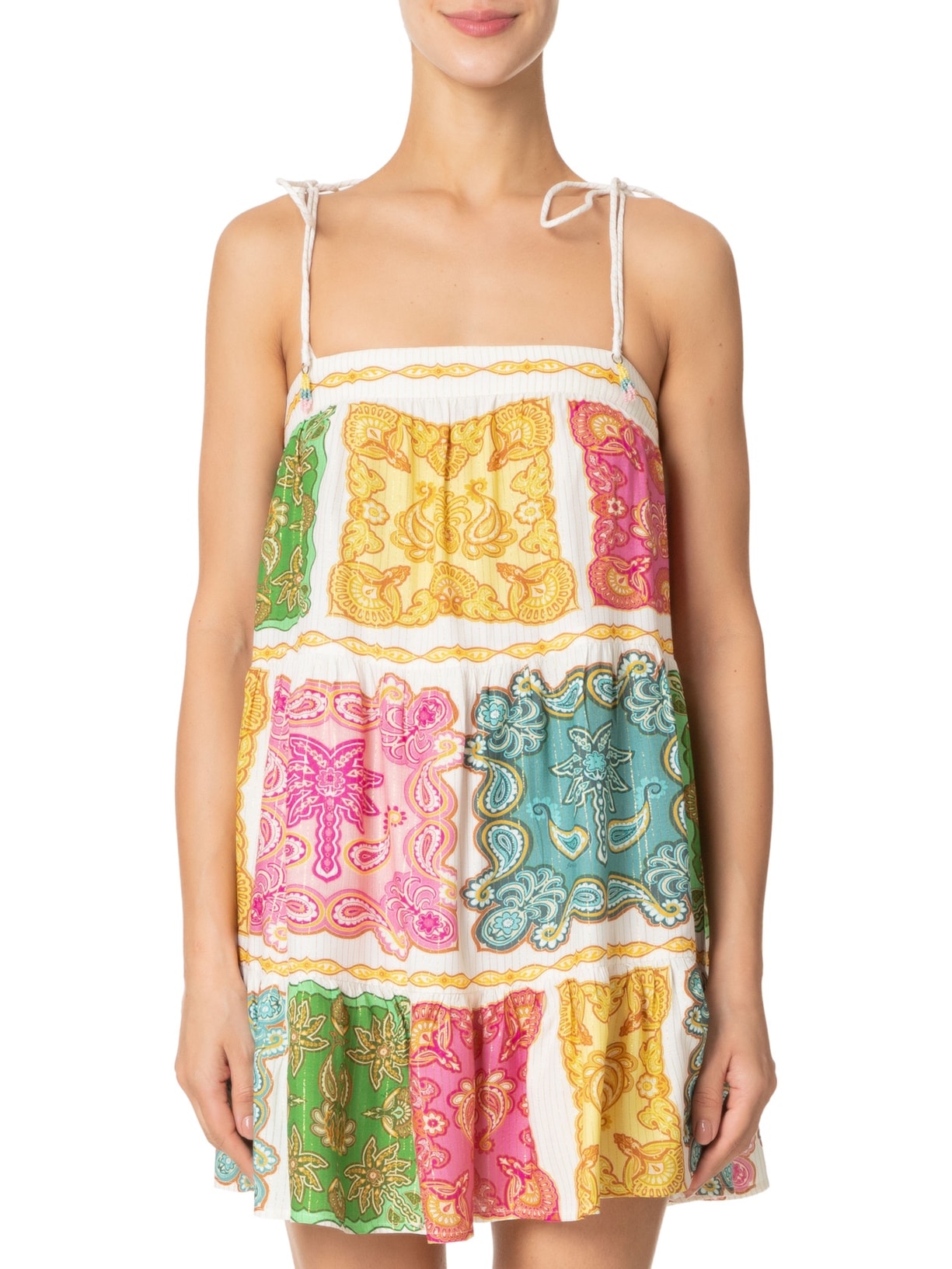 Vestido Curto Doce Manhã Amarelo Farm