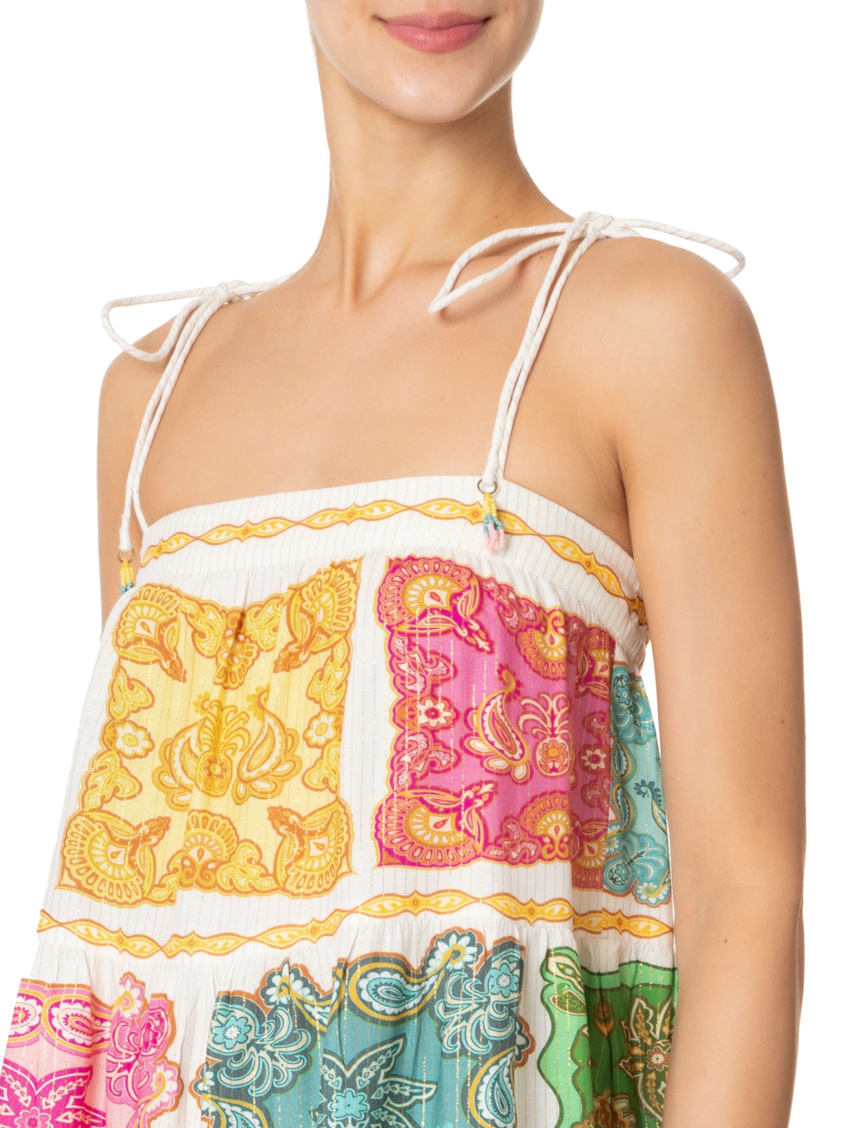 Vestido Curto Doce Manhã Amarelo Farm