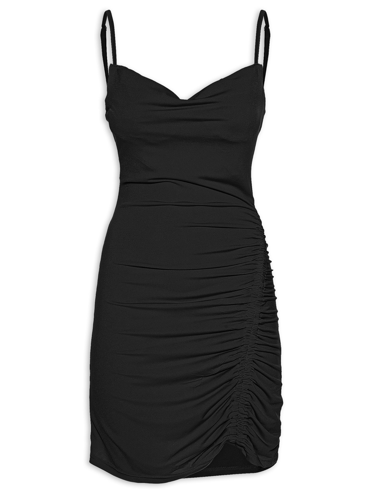 Vestido Curto Drapeado - Preto